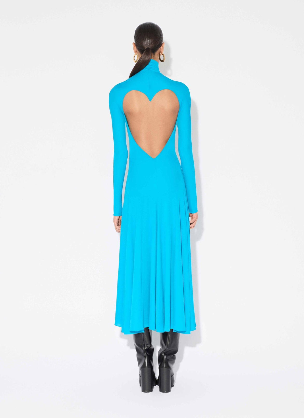 FLUID JERSEY HEART DRESS ALAÏA TURQUOISE FLUID JERSEY HEART DRESS